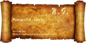 Mangold Imre névjegykártya